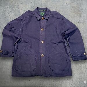 Vintage J.Crew Navy Blue Canvas Chore Coat Barn Field Jacket 90s Workwear Size L